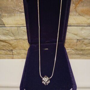 Gorgeous Brand New Sterling Silver Necklace with Cubic caged pendant gift boxed!